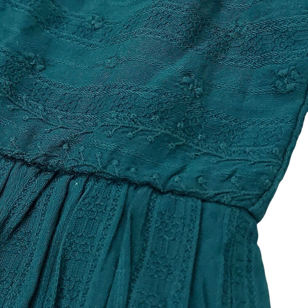 Universal Thread Mini Dress Womens Large Green Embroidered Short Sleeve Bohemian - Picture 5 of 13